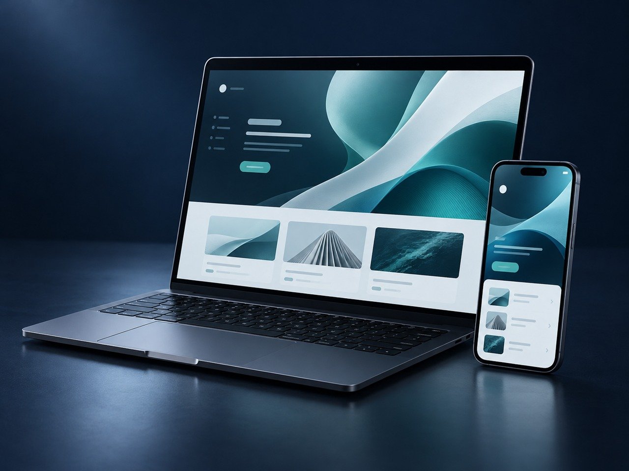 Laptop and mobile device illustration